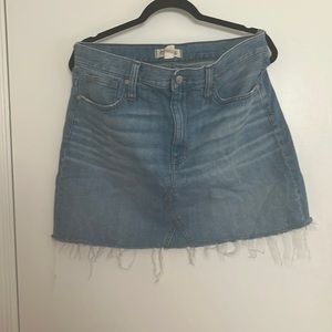 Madewell denim mini skirt.
